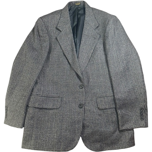 Oscar de la Renta Other - Oscar de la Renta Mens Wool Blazer 40R Gray Plaid Jacket Classic 100% Wool